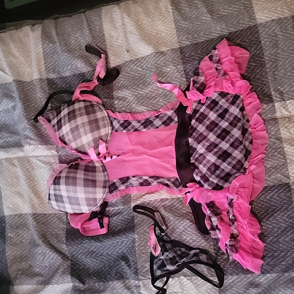 🩵Plaid apron lingerie